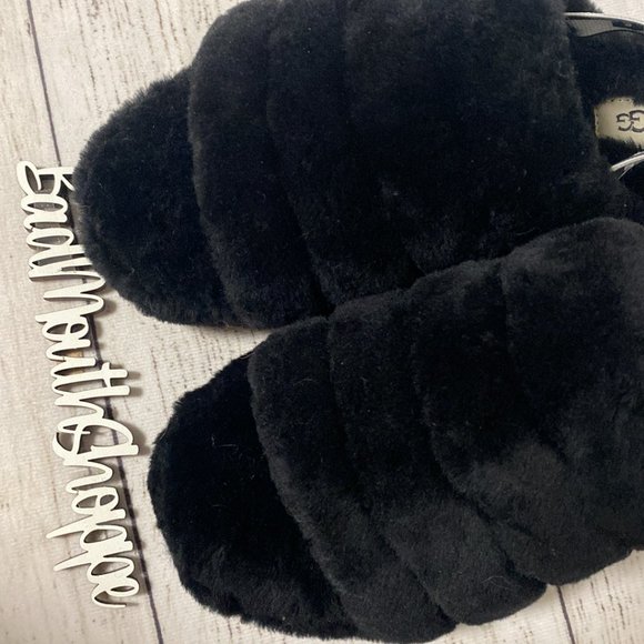 *Ugg Fluff Yeah Slide Black White Women's Size 7 - Picture 6 of 9